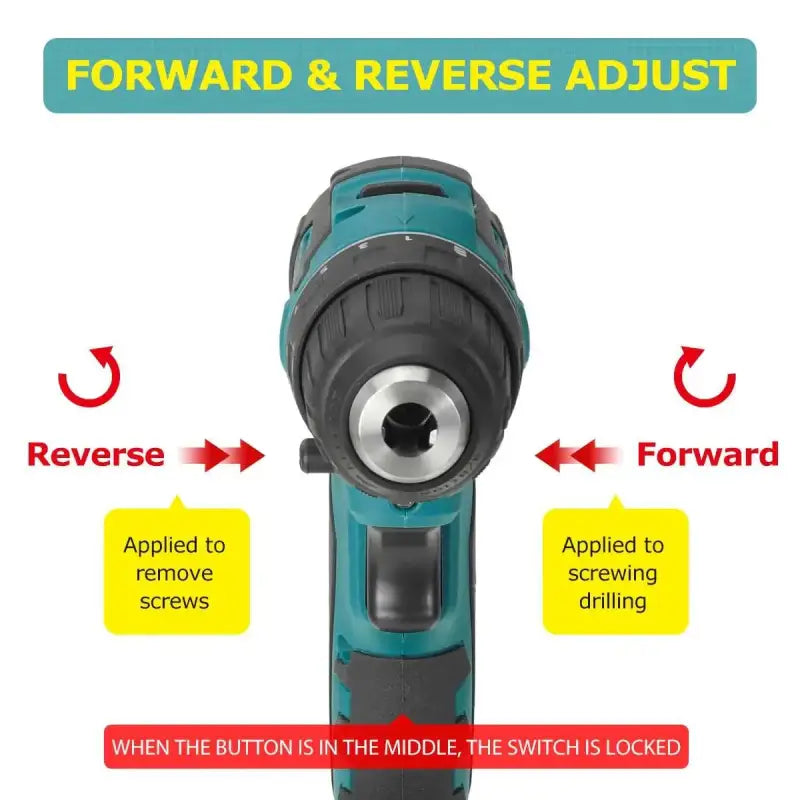Drillpro Brushless Electric Screwdriver Hammer Drill 13mm 10mm 21 + 1 Torque Cordless for Makita 18V Battery - Smart