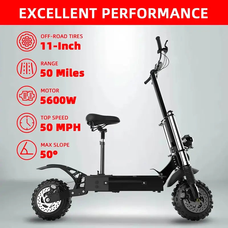 Dual Motor Folding Electric Scooter 60-80km Range Requires Shipping