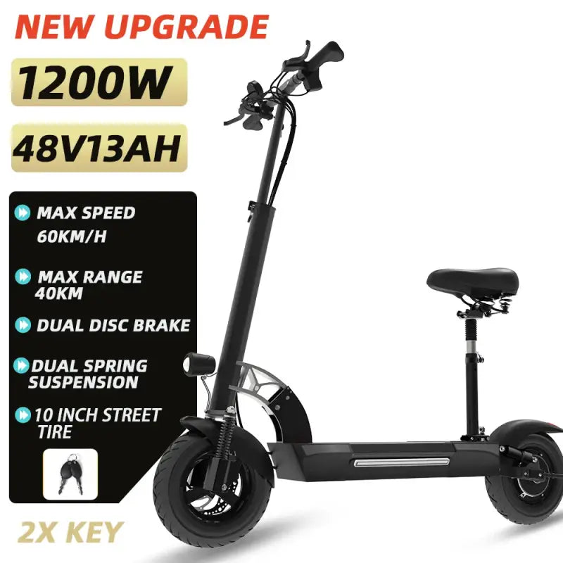 Dual Motor Folding Electric Scooter 60-80km Range Requires Shipping - 48V 13ah with seat S / canada