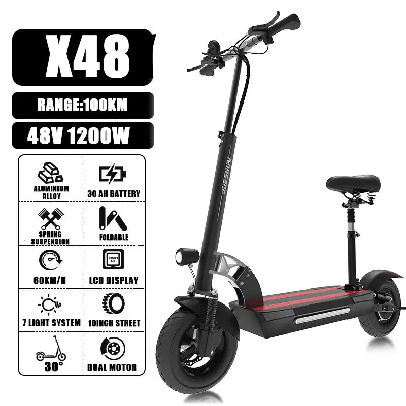 Dual Motor Folding Electric Scooter 60-80km Range Requires Shipping - 48V 26ah with seat S / United States