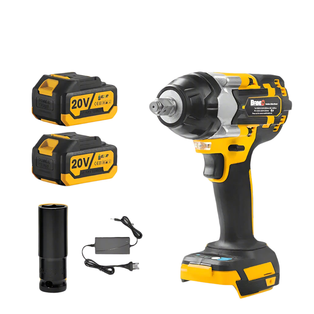 20V Electric Impact Wrench with batteries, charger, and socket adapter for easy use