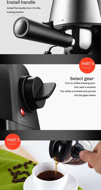 Electric Italian Coffee Machine 5 Bar Professional Espresso Maker assembly and brewing guide