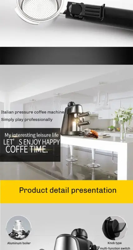 Electric Italian Coffee Machine with Portafilter for Professional Espresso Maker 5 Bar