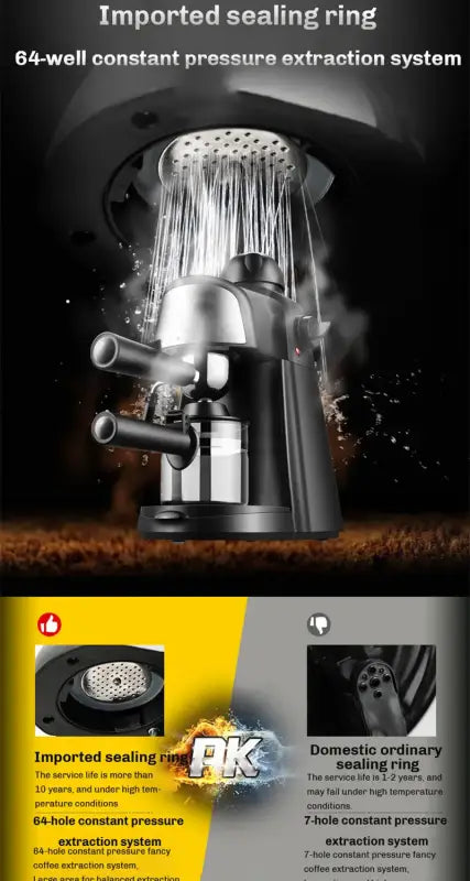 Espresso machine with water brewing, showcasing Electric Italian Coffee Machine 5 Bar Professional Espresso Maker