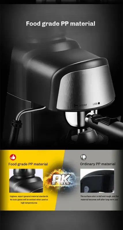 Black and silver portafilter head of Electric Italian Coffee Machine 5 Bar Professional Espresso Maker