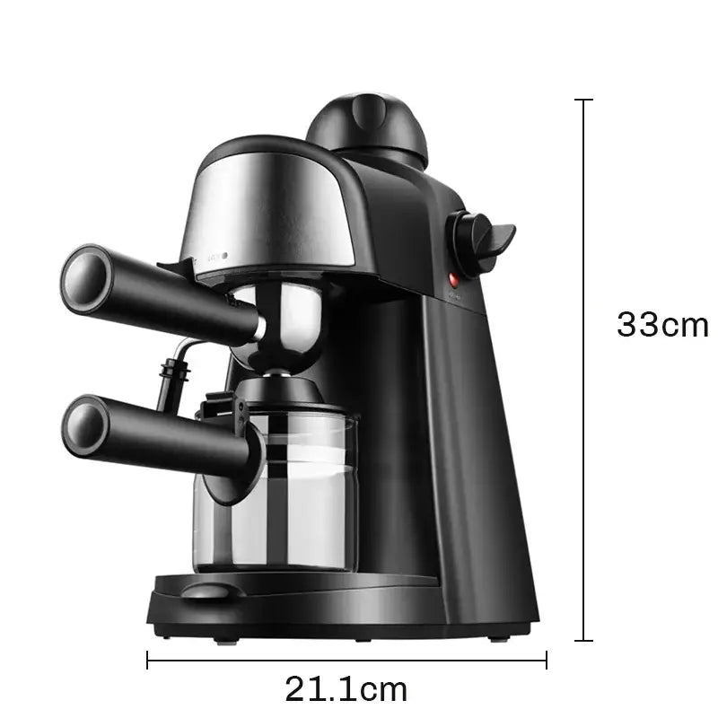 Black and silver Electric Italian Coffee Machine 5 Bar Professional Espresso Maker with steam wand