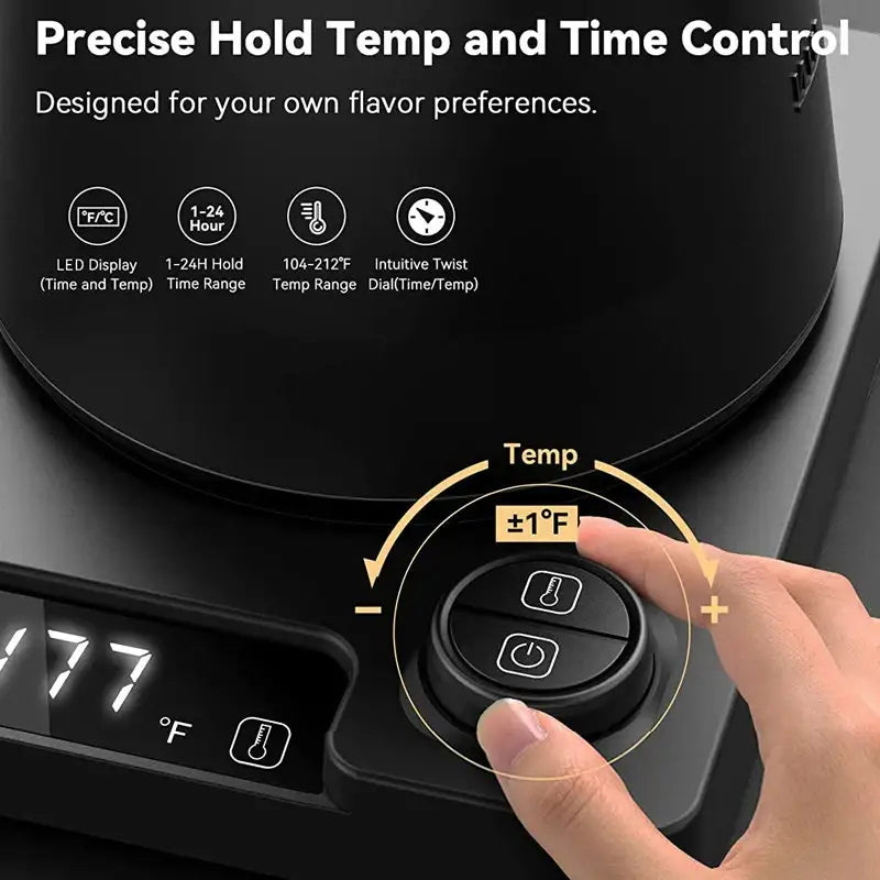 Temperature control dial with LED display on Electric Kettle 1.0 L Goose Neck Hand Brew