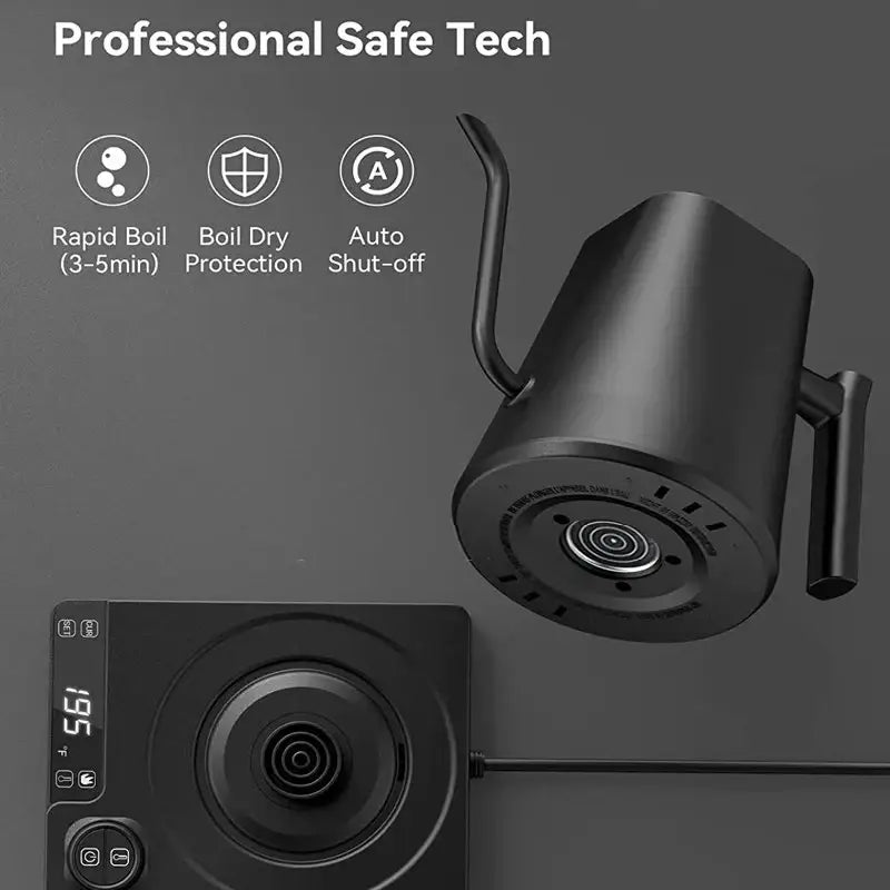 Black Electric Kettle 1.0 L with rapid boil, auto shut-off, and boil-dry protection