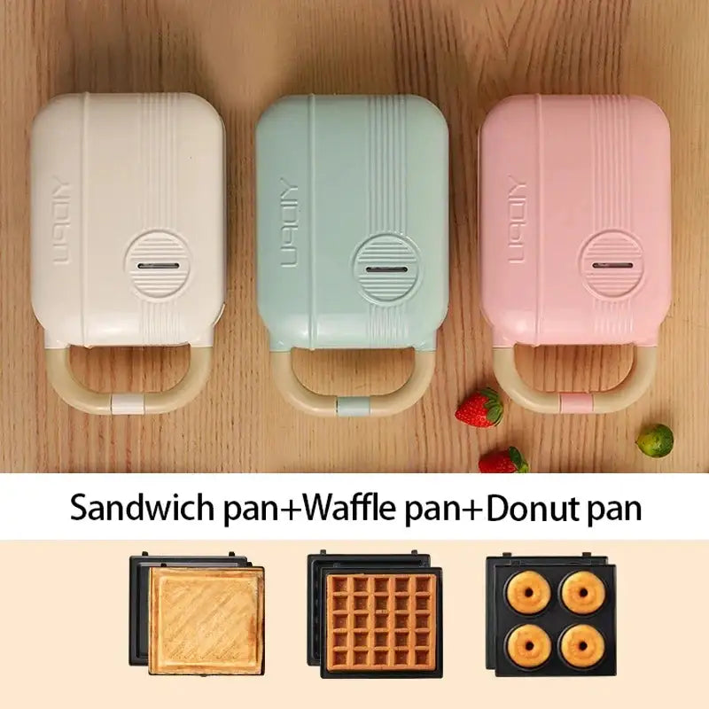 Pastel sandwich toaster making machine with interchangeable plates for fast breakfast delights