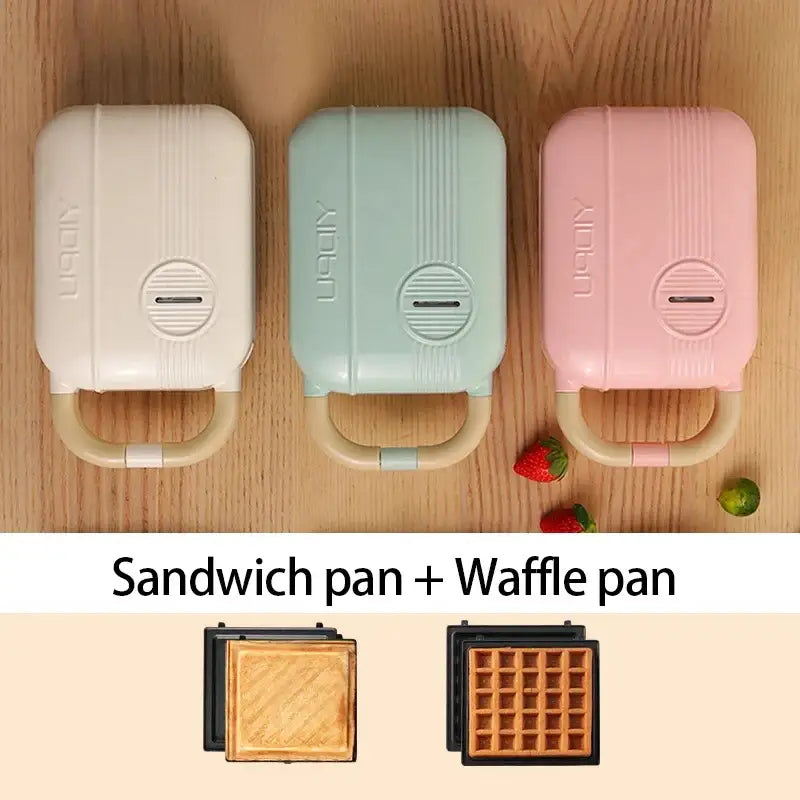 Pastel Electric Sandwich Toaster Making Machine for Fast Breakfast in white, mint green, pink