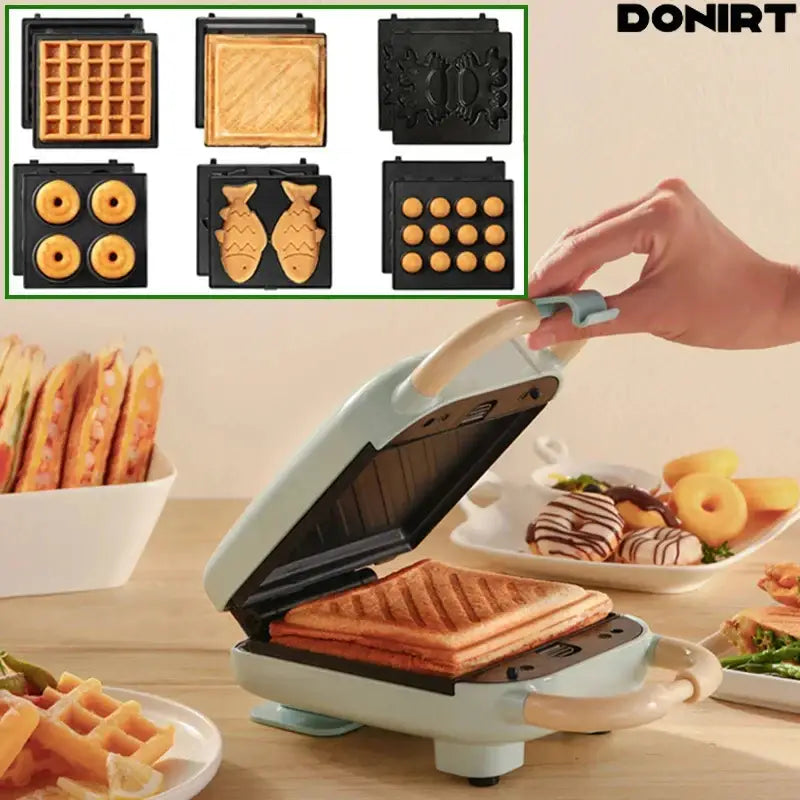 Multi-plate Electric Sandwich Toaster Making Machine for fast breakfast waffles and donuts
