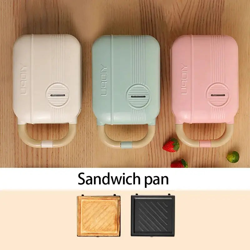 Pastel-colored Electric Sandwich Toaster Making Machine for fast breakfast with removable plates