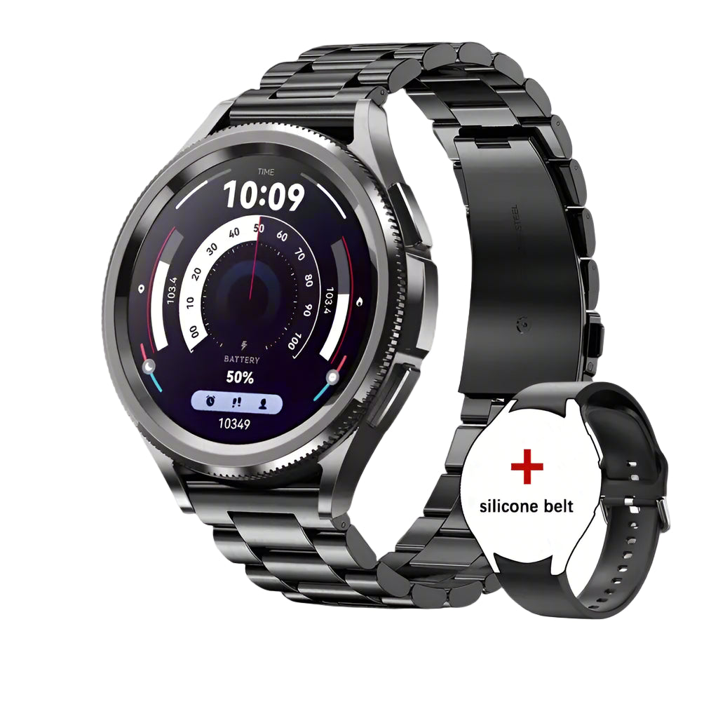 Samsung smartwatch with heart rate and blood pressure tracking