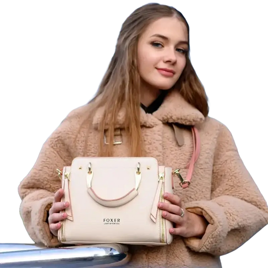 FOXER Split Leather Handbags Women Purse Chic Totes for Female Shoulder Bags Large Capacity Crossbody Bag Stylish Messenger Bag - laurichshop