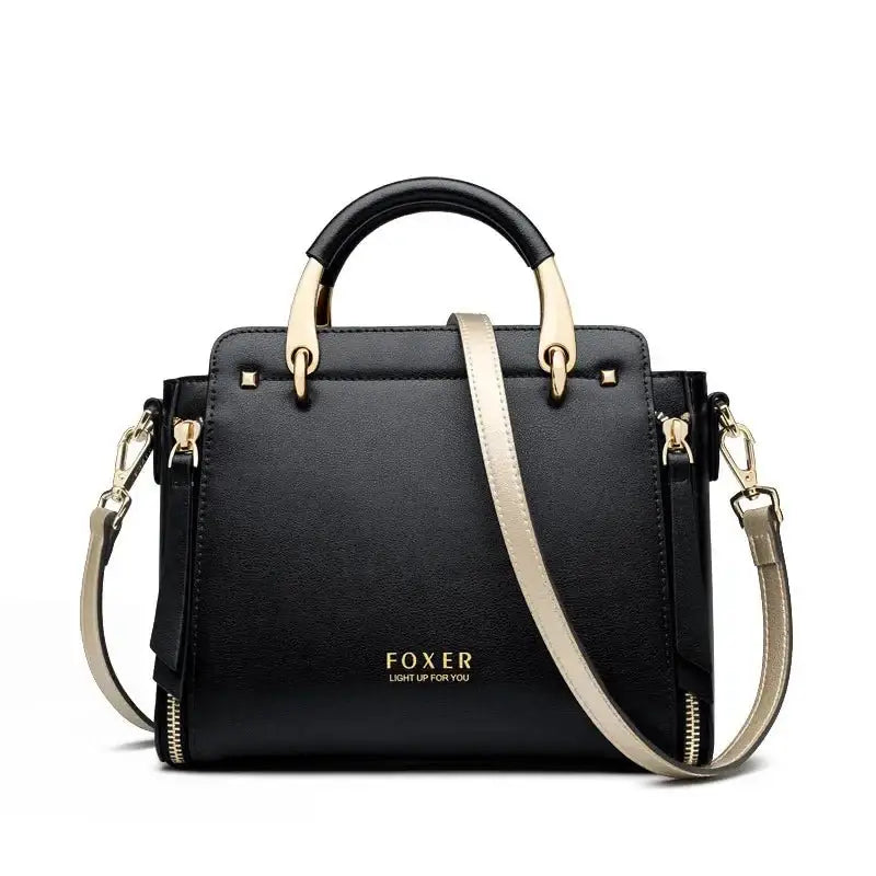 FOXER Split Leather Handbags Women Purse Chic Totes for Female Shoulder Bags Large Capacity Crossbody Bag Stylish Messenger Bag - laurichshop