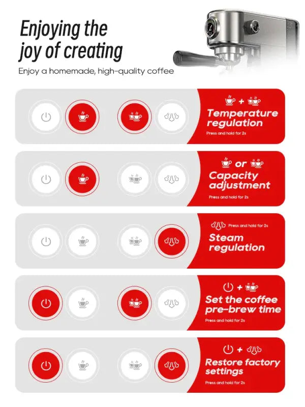 HiBREW 20 Bar Semi Automatic Espresso Coffee Machine Temperature Adjustable
