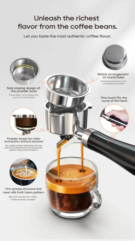 HiBREW 20 Bar Semi Automatic Espresso Coffee Machine Temperature Adjustable