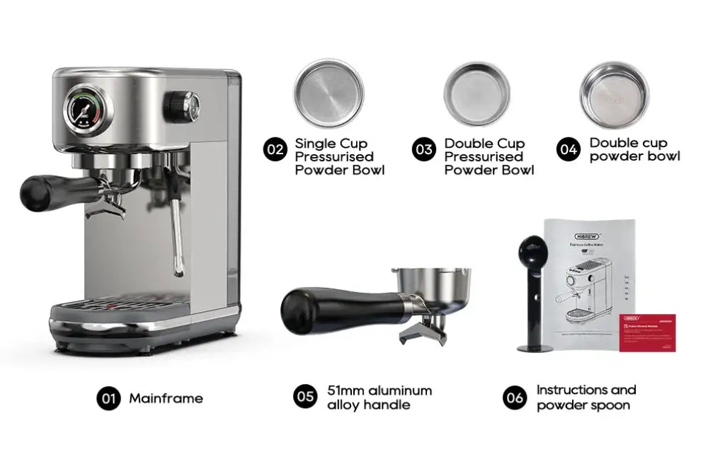 HiBREW 20 Bar Semi Automatic Espresso Coffee Machine Temperature Adjustable