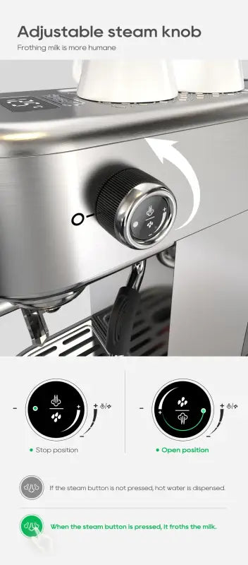 HiBREW 20 Bar Semi Automatic Espresso Coffee Machine Temperature Adjustable