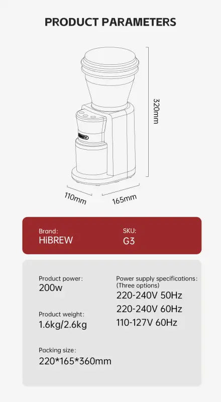 HiBREW Automatic Burr Mill Electric Coffee Grinder with 31 Gears for Espresso