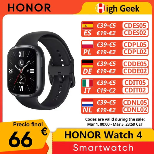 HONOR Smart Watch 4 AMOLED square display with multiple dials