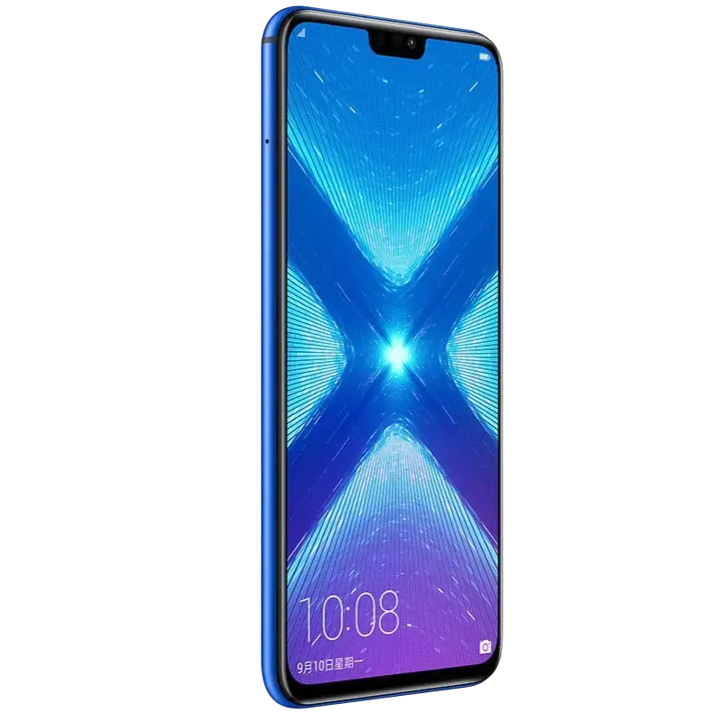 Sleek blue Honor smartphone with vibrant display and rear camera