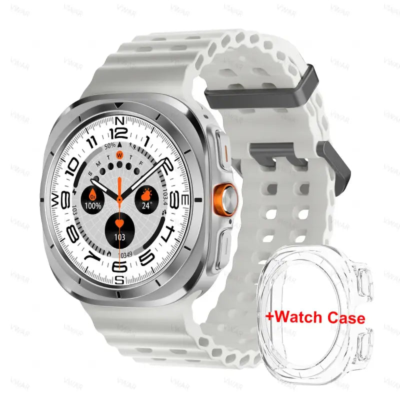 Waterproof smartwatch with sporty leather and silicone straps