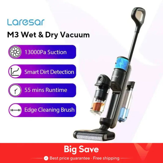 Laresar M3 Cordless Wet Dry Vacuum Cleaner Mop/Edge Cleaning And Auto Suction