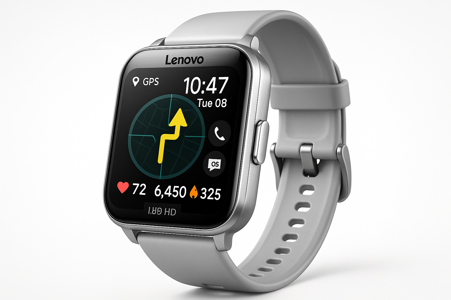 Lenovo smartwatch GPS tracker Bluetooth call 1.85-inch ultra HD silver