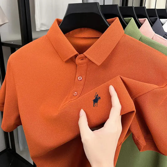 Men's Polo Horse Embroidery Label Fashion Casual Breathable T-shirt