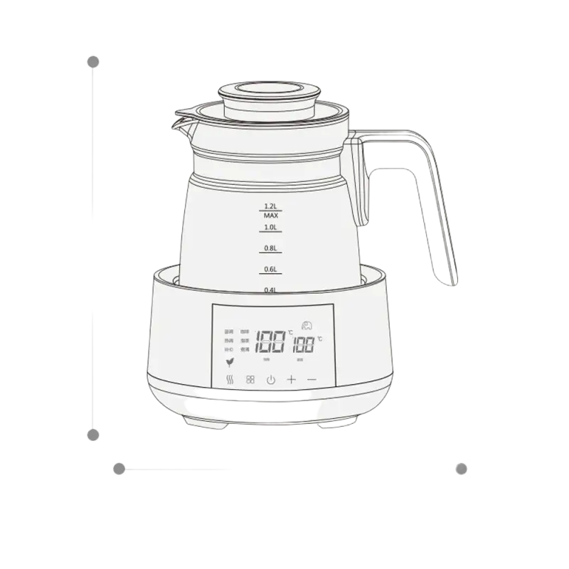 Modern 360° Rotating Glass Electric Kettle with Digital Heating Control