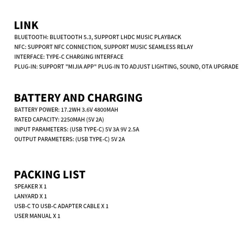 New Xiaomi Bluetooth Speaker ASM02A 40W Battery life - ASM02A