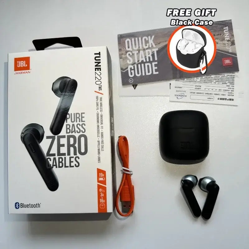 Original JBL Tune 220 TWS True Wireless Bluetooth Earphones Sports Headset + Cover