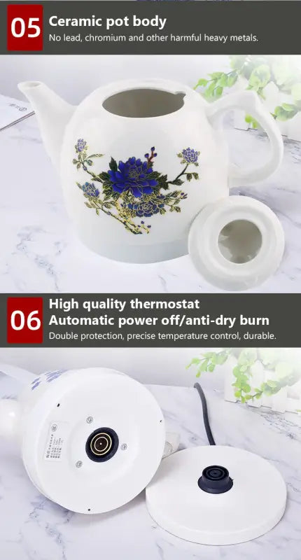 Porcelain Ceramic Electric Kettle Automatic Power Off 220 V Anti-dry burning