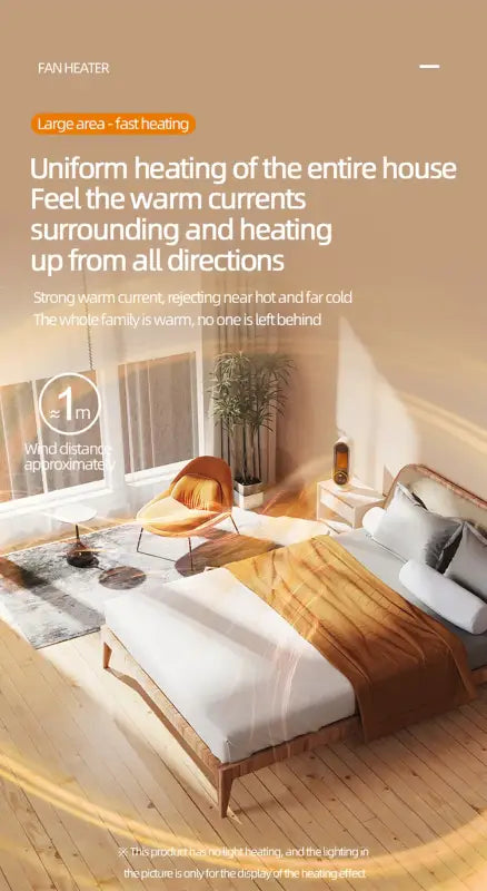 Portable Touch Screen Space Heater with Remote Control and Timing