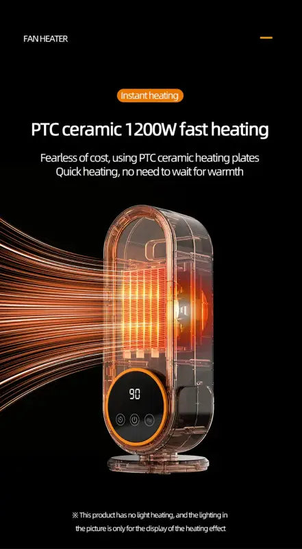 Portable Touch Screen Space Heater with Remote Control and Timing