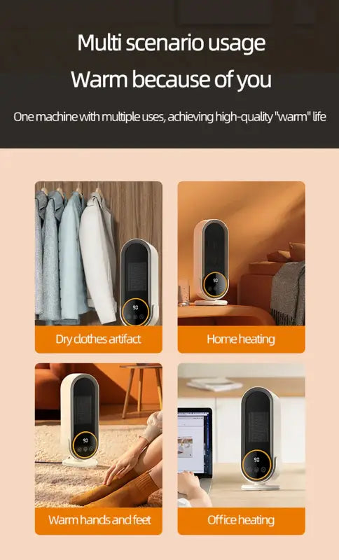 Portable Touch Screen Space Heater with Remote Control and Timing