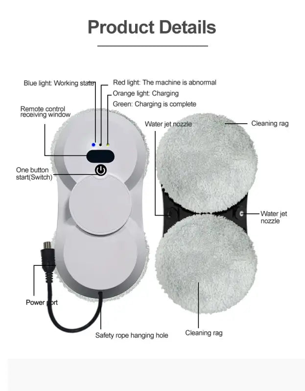 PuRuiKai Atomizing Ultra Thin Robot Window Vacuum Cleaner - Korean standard / Yes