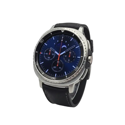 Samsung Galaxy smartwatch with moon phase display and tracker