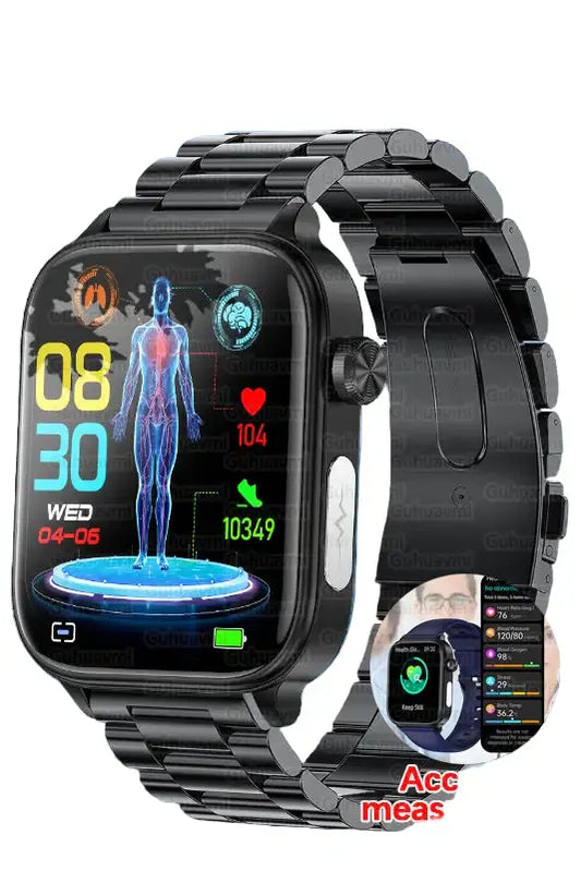 Health smartwatch with uric acid and blood pressure tracking