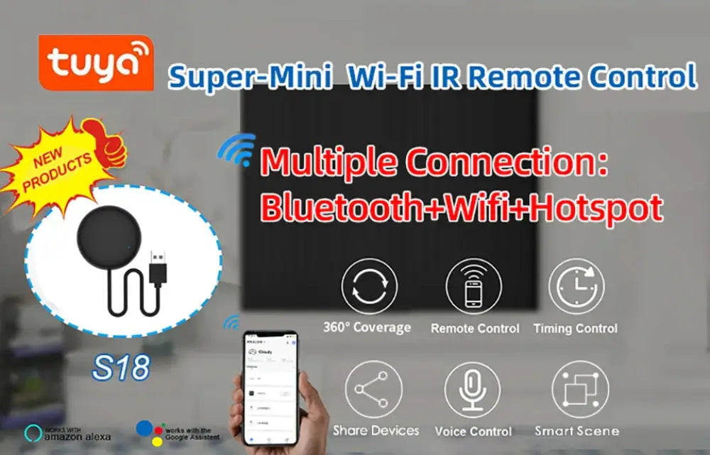 Tuya WiFi Smart IR Remote Control Smart Life APP Replace TV DVD AUD - S18