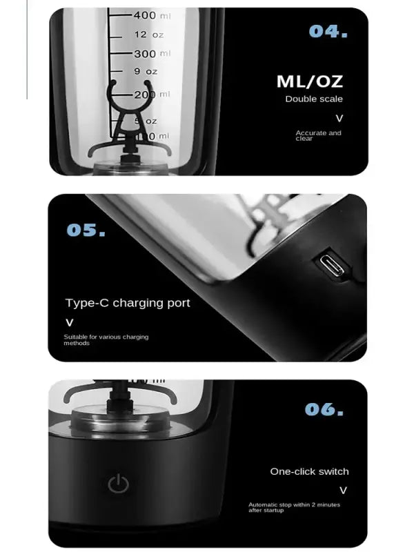 USB Electric Portable Protein Shaker Multipurpose Rechargeable Blender Cup