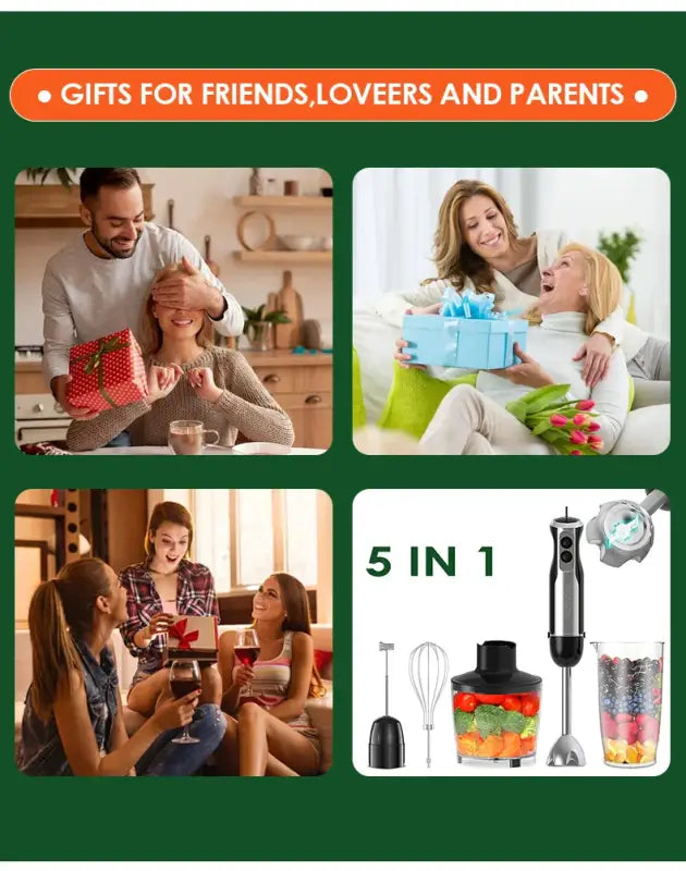 Wancle Electric Immersion Hand Blender Mixer 1000W 5 in 1 - HB-6008-5 in 1 / EU Plug / 5 in 1 | CHINA