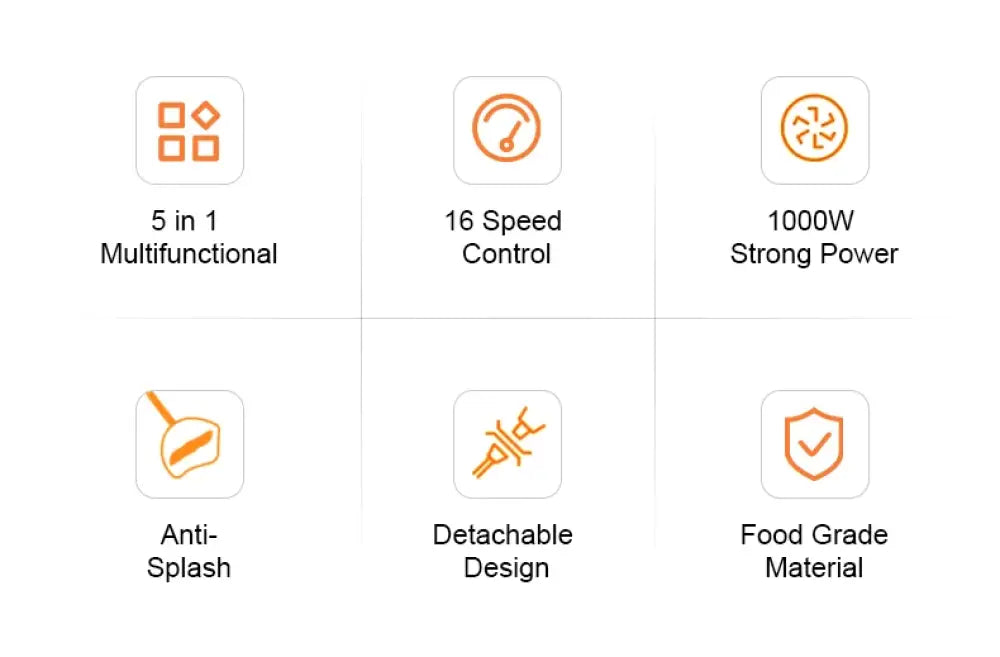 Wancle Electric Immersion Hand Blender Mixer 1000W 5 in 1 - HB-6008-5 in 1 / EU Plug / 5 in 1 | CHINA