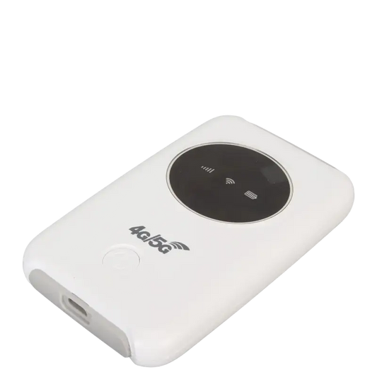 White 4G 5G portable WiFi modem with SIM card support