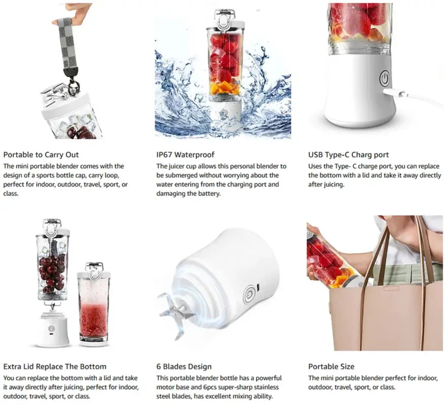 Xiaomi Portable 6 Blades blender mixer 600ML Electric Juicer