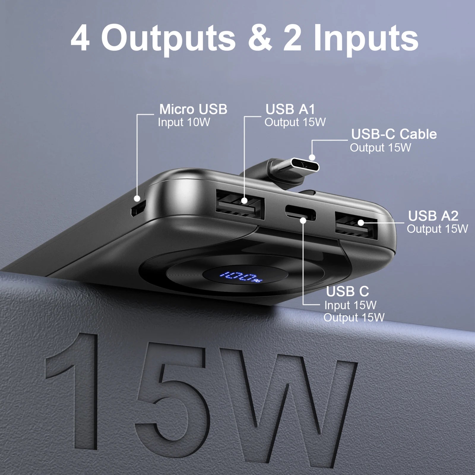 slim power bank for travel with high capacity battery