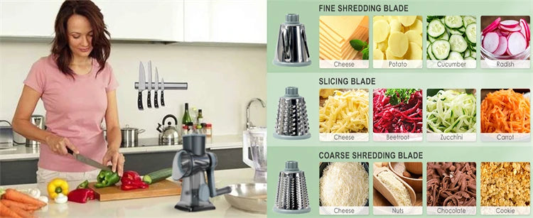 manual cheese shredder with stainless steel blades