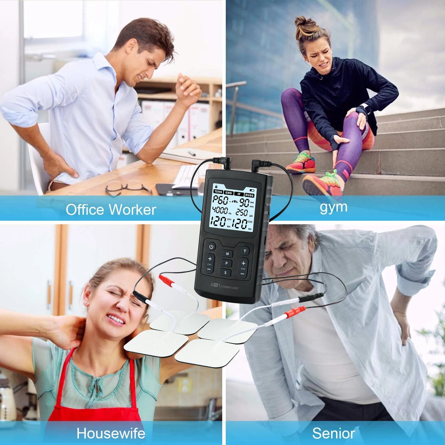 4 in 1 TENS EMS IF RUSS electrotherapy muscle stimulator
