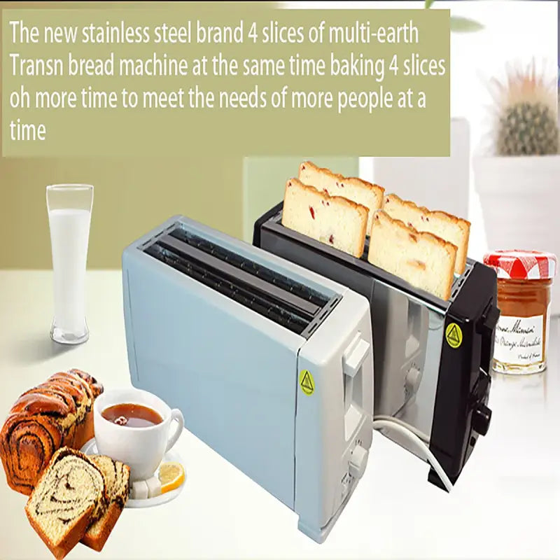 4 Slice Toaster White Multifunction Breakfast Machine